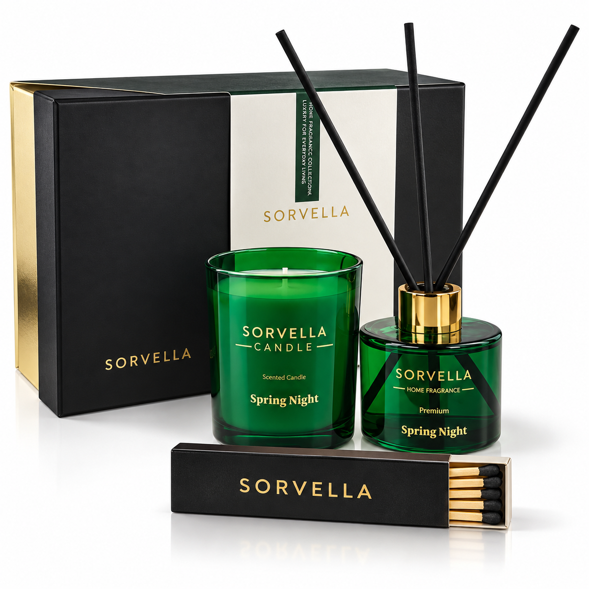 Sorvella Spring Night Diffuser 120ml + Candle 170g + Matches Gift Set