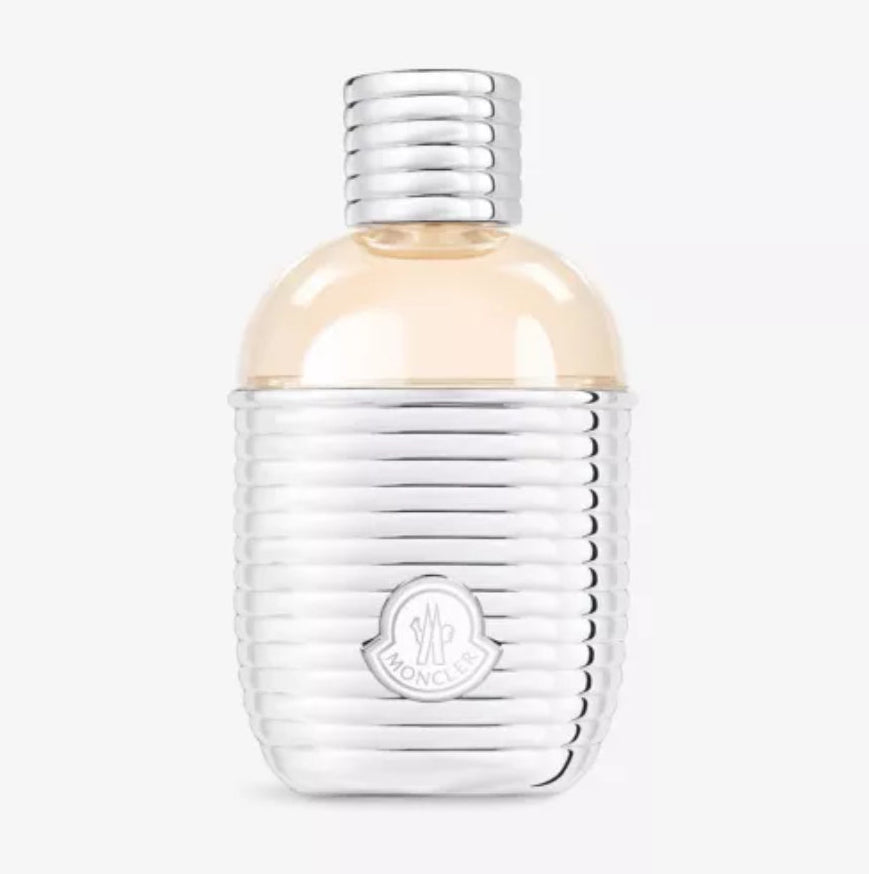 Perfume bottle with a silver cap on a white background