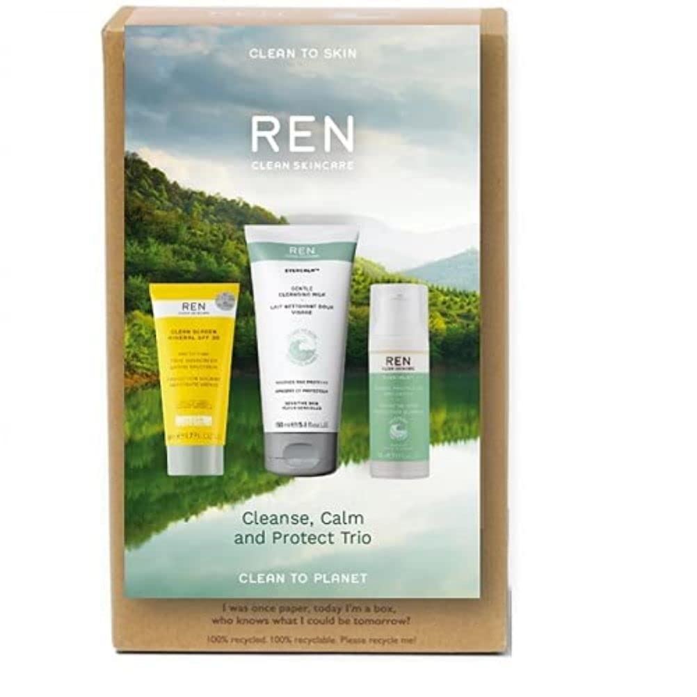 REN Calm & Protect Kit – Evercalm™ Cleanse, Calm & Protect Trio (150 ml + 50 ml + 10 ml) – Box may be damaged